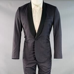 BAND OF OUTSIDERS Size 38 Regular Navy Black Stripe Wool Shawl Lapel Tuxedo